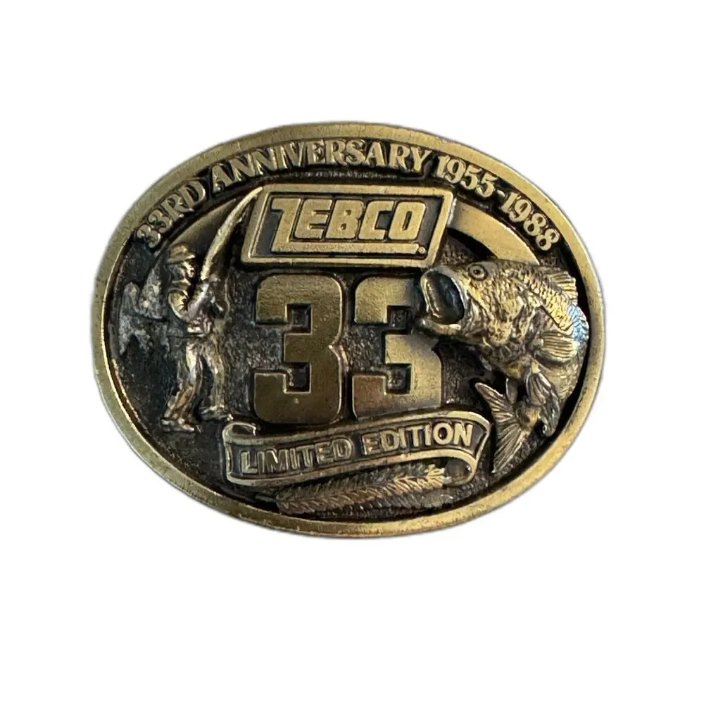 Vintage 1988 Zebco 33rd anniversary Limited Edition belt buckle RARE